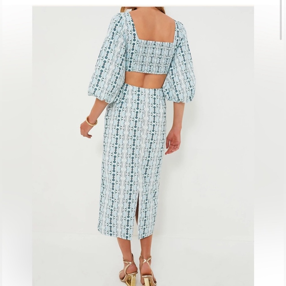 HYACINTH HOUSE Blue Geo Stripe Cut Out Campbell Dress - Picture 4 of 13